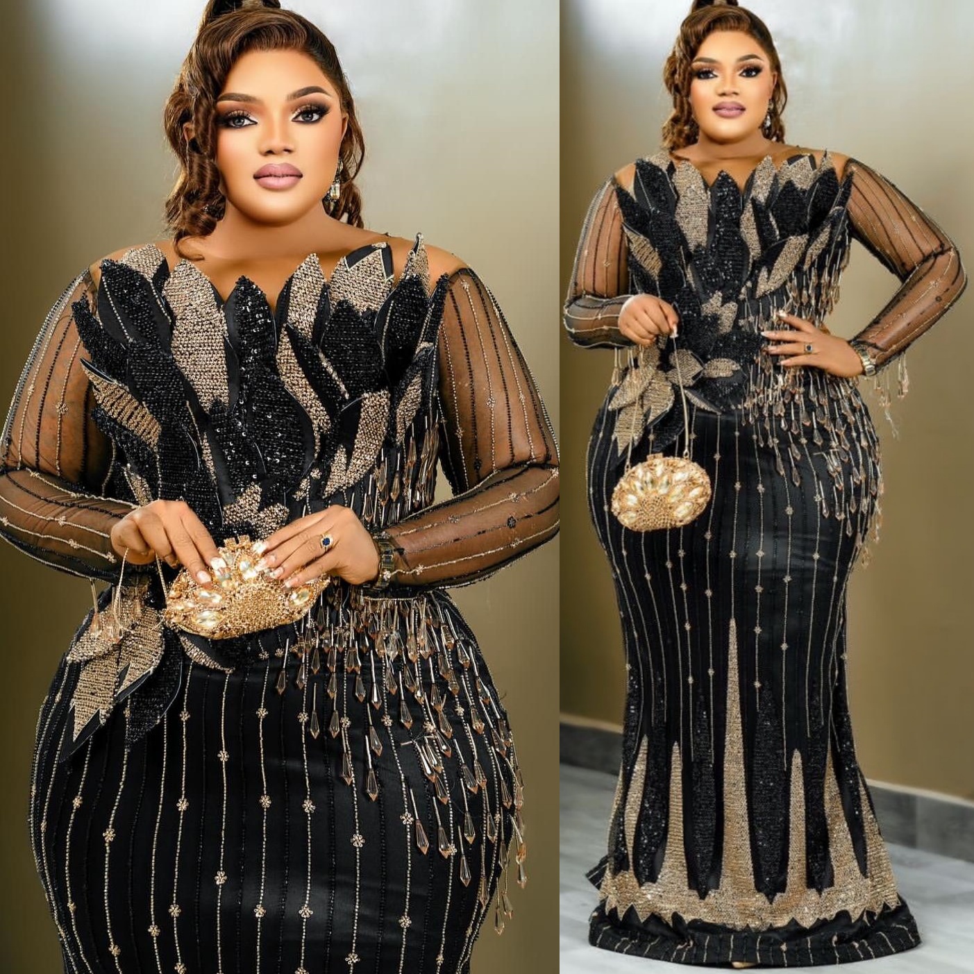 Aso Ebi Black Mermaid Prom Dresses 2026 Rhinestones Florals Beadings Evening Formal Party Second Birthday Engagement Gowns Plus Size Dress For Special