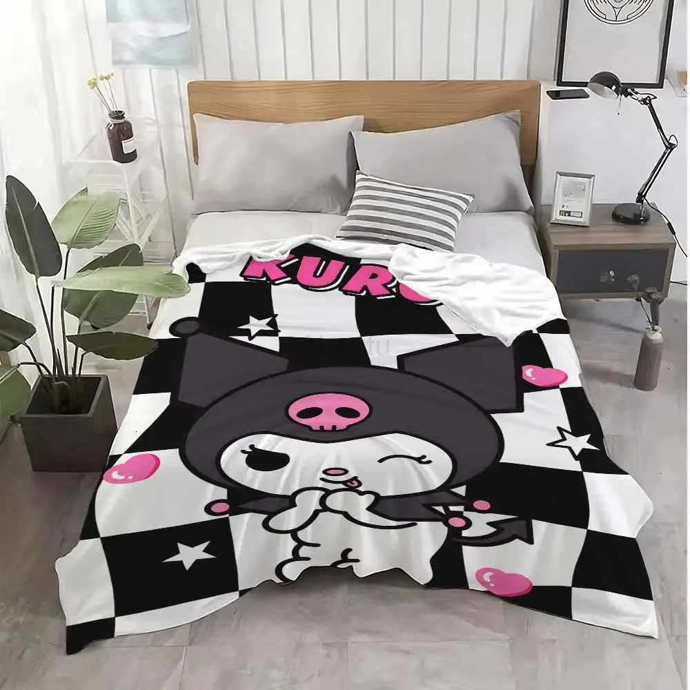 Sanrio Kawaii Kuromis Flannel Blanket for Sofas Luxury Blankets and Throws Fluffy Plaid Home Interior Sofa Throw Knee Soft Nap Bed H251201