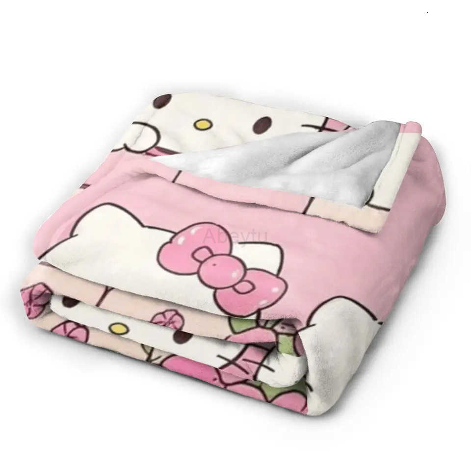 Sanrio Hellos Kittys Flannel Blanket Winter Super Warm Throw Blanket for Students Home Decor Pattern Bedspread Sofa Bed Cover H251201