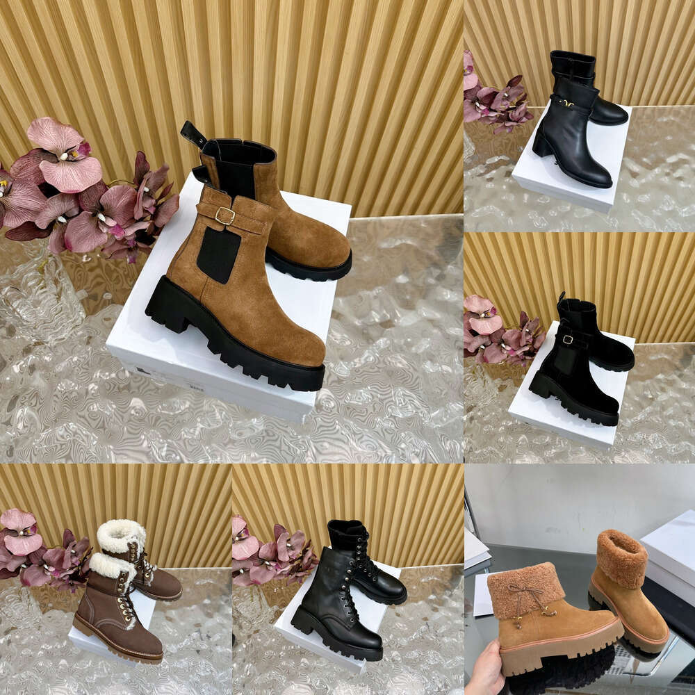 Luxury snow Martin Boots outdoor Sport Walking shoes Womens ankle boots Genuine Leather triomphe Black Designer Ankle Lady loafers Fashion Casual combat booties