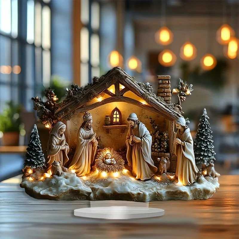 2025 New Nativity Jesus Birth Scene Xmas Table Centerpiece Accessory 2D Flat Acrylic for He Off Decoration Party Ornment H251129