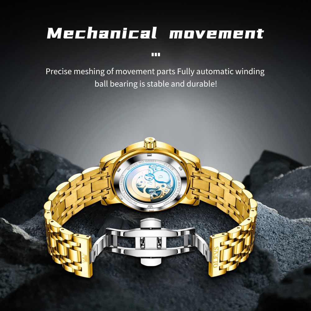 OLEVS Designer Luxury Classic Hollow Diamond Inlaid Watch Fashion Trend Night Light Outdoor Sports Mechanical Watch Men's Watch Free Shipping Who