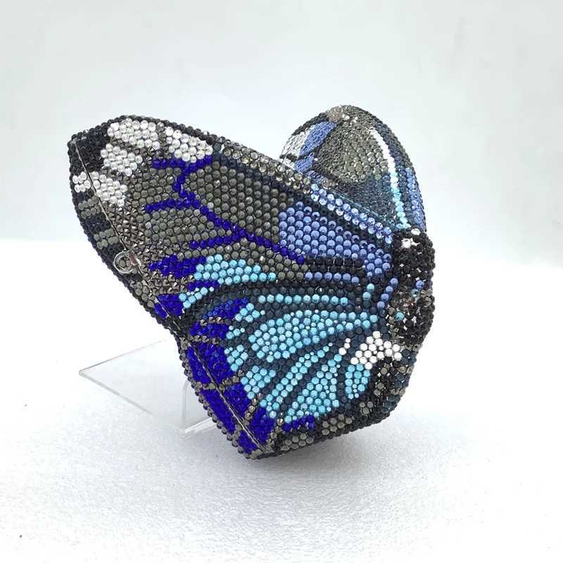 XIYUAN Butterfly Shaped Crystal Evening Bags Women Sparkling Rhinestone Clutch Purse Wedding Party Bridal Handbag Black Diamonds K251201