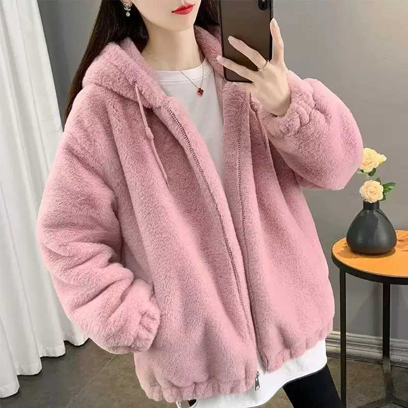 Buitreraptor Winter Faux Rabbit Fur Coat Women Brand Designer Thick Warm Outerwear Jacket Fur Collar Classic Dark Gray OvercoatT251201