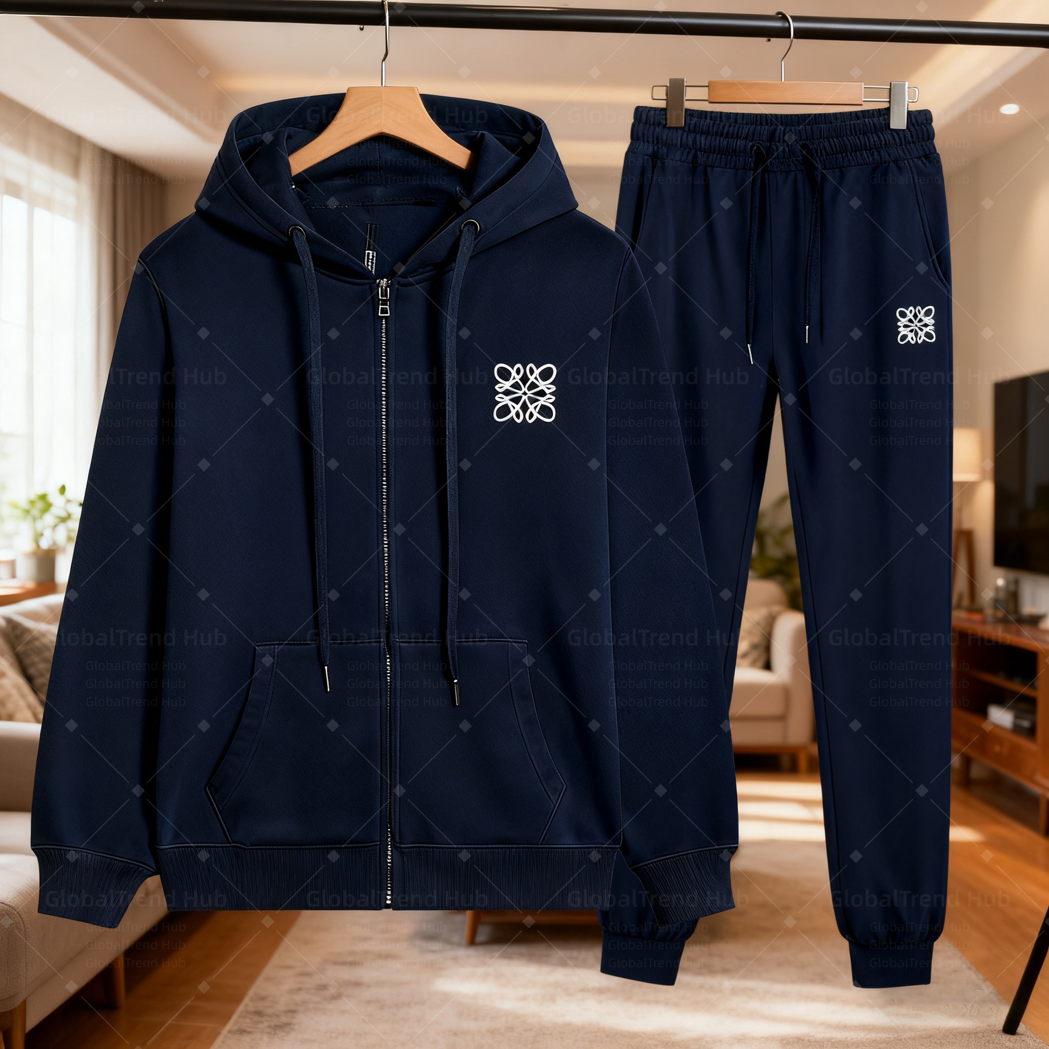 Men's sportswear, Autumn Winter Men's Sports Suit Fashion Embroidery Hoodie Jogger Pants Two-Piece Set