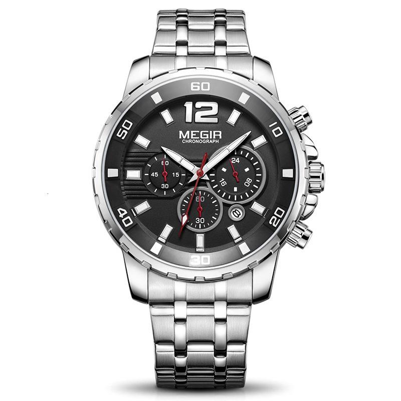 MEGIR Designer Multifunctional Watch Business Sports Men's Watch Waterproof Chronograph Quartz Watch 2068 Luxury Wristwatch Fashion Sports Watch 
