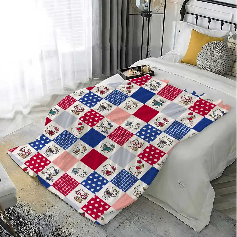 Sanrio Kawaii Hello Cat Cartoon Anime Blanket for Living Room Fluffy Soft Blankets Home Bedspread on the Bed Bedroom Decoration Sofa H251201