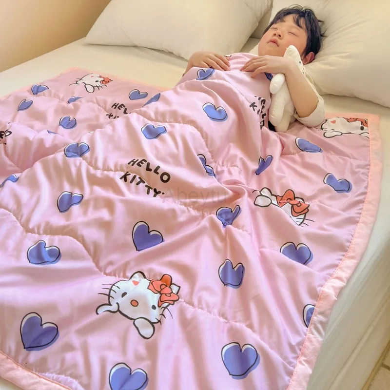 Sanrio Hello Kitty Kids Air Conditioning Quilt Kuromi Cinnamoroll Melody Summer nap blanket machine washable Sofa Blanket H251201