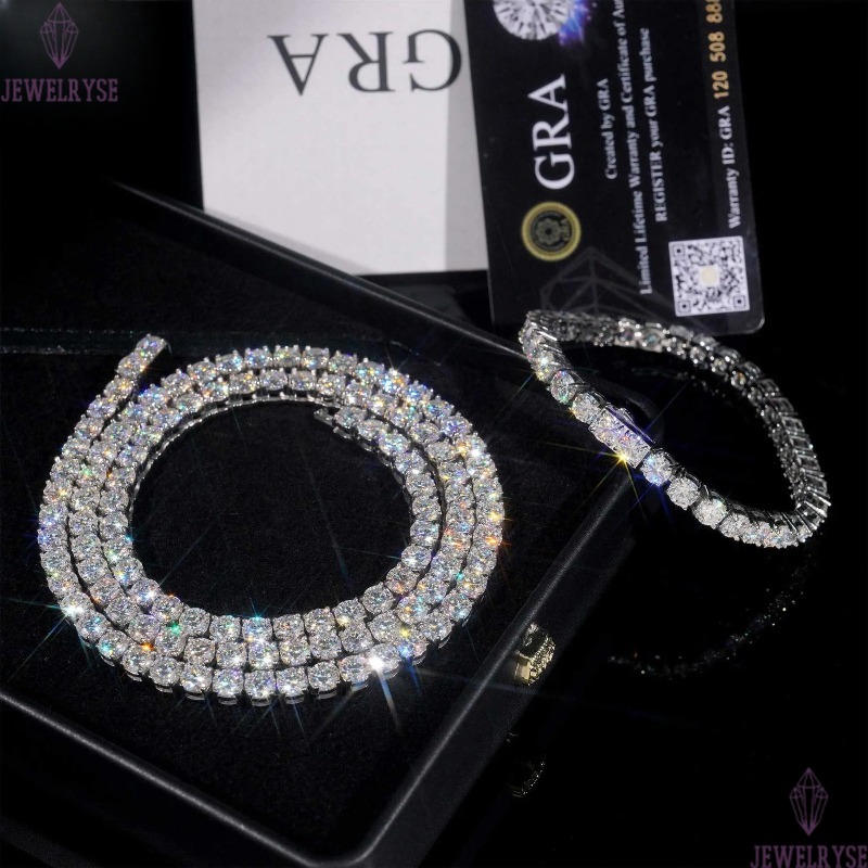 RTS 316L Never Tarnish Chain Stainless Steel VVS Moissanite Lab Dia 4mm 5mm Tennis Bracelet