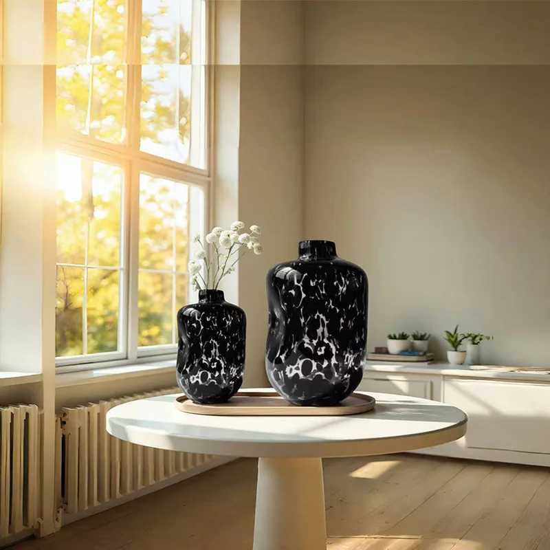 Transparent Black Leopard Print Polka Dot Vase Concave Texture Flower Vase Hydroponics Terrarium He Decoration Y251201