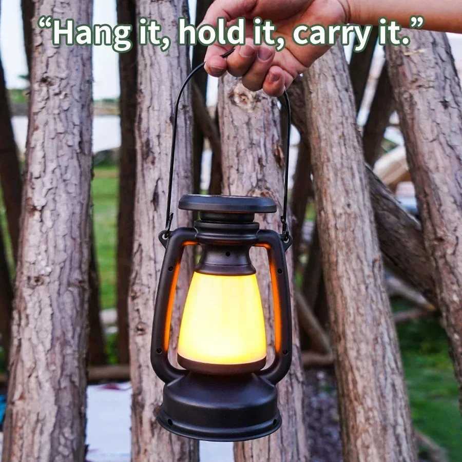 USB Rechargeable/Solar Charging Camping Light Portable Lanterns 3 Lighting Modes Atmosphere Light Outdoor Hanging Tent Light M251201