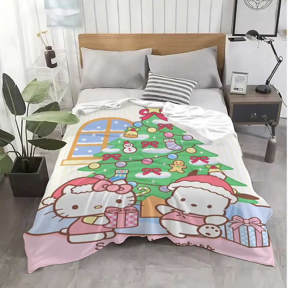 Sanrio Nap Blanket Sofa Winter Kawaii Christmas Sanrios Bedroom Decoration Fluffy Soft Blankets for Bed Home Bedspread the Throw Warm H251201