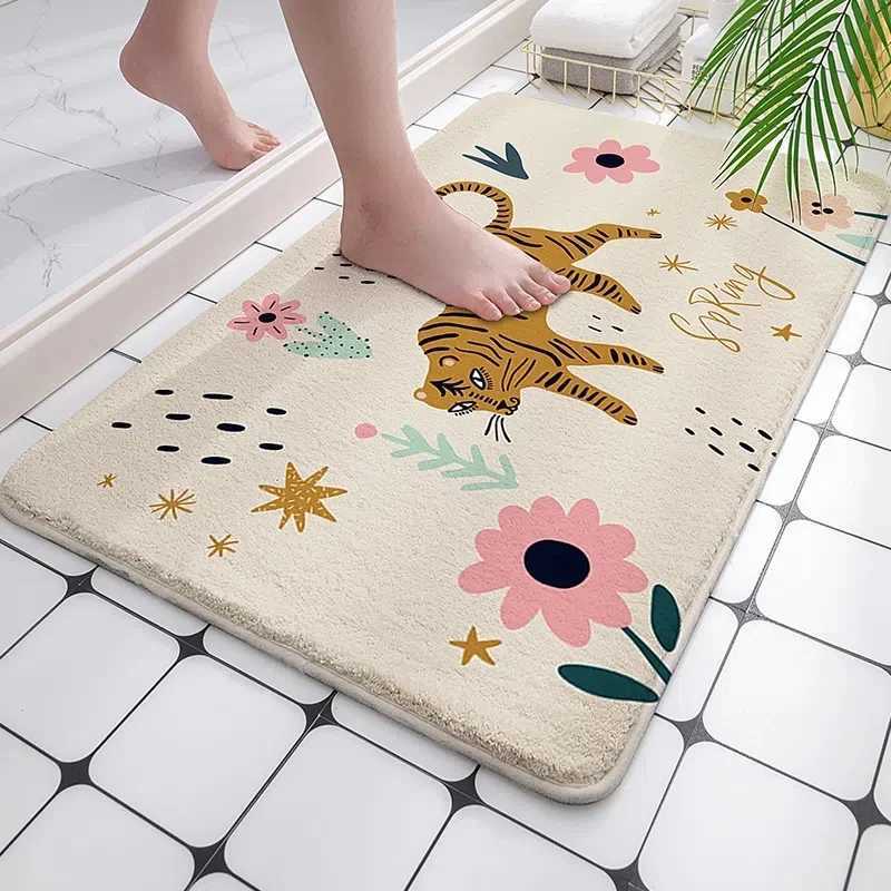 Cartoon Style Bathro Mats Absorbent Non-Slip Carpet Shower Ro Floor Mats Entrance Doormat Living Ro Carpets Kitchen Rugs H251129