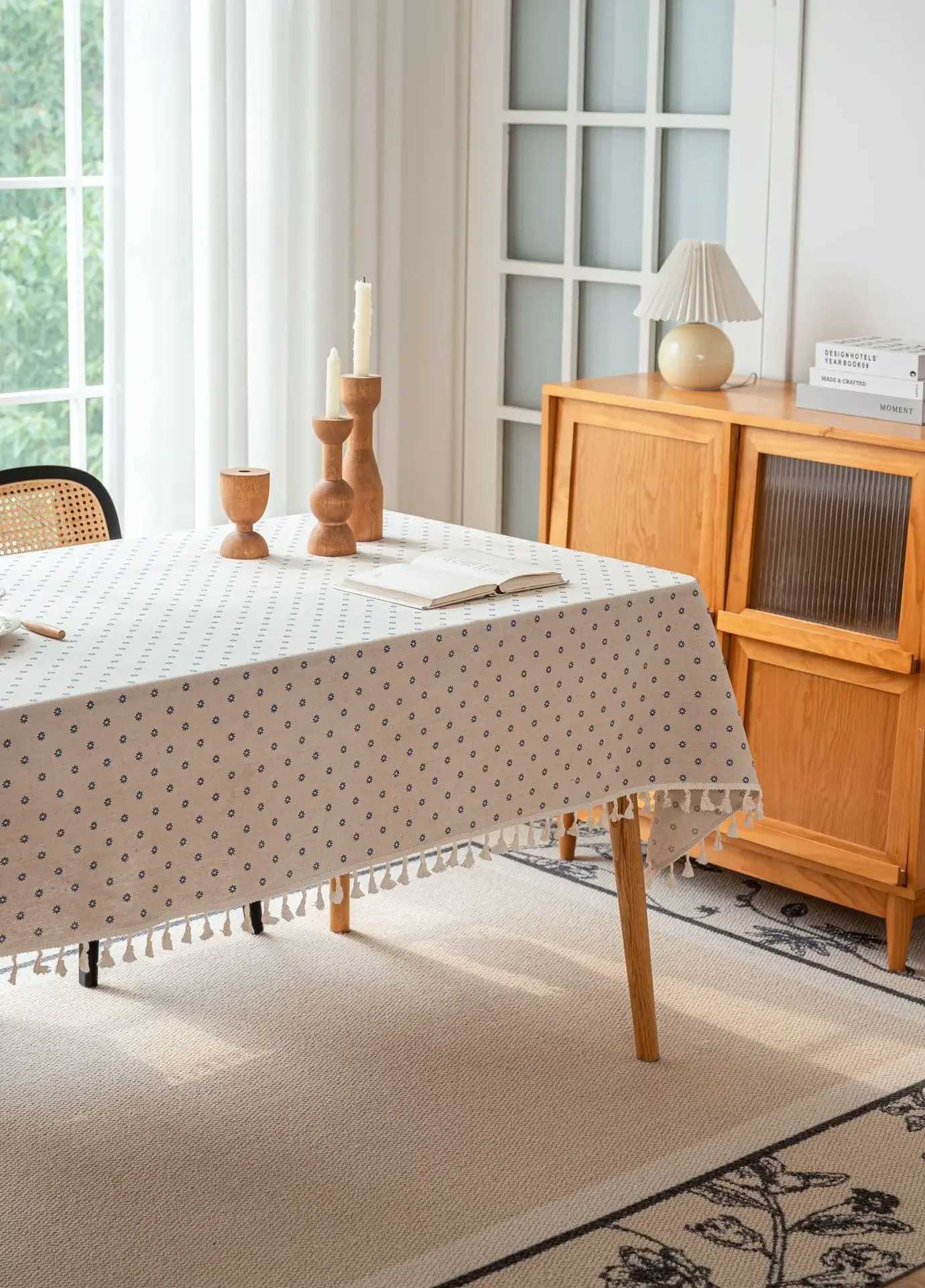Vintage Cotton Linen Tablecloth Floral Pattern Table Cloth with Tassel Washable Table Cover for DinningPicnicTabletop Decor Y251201