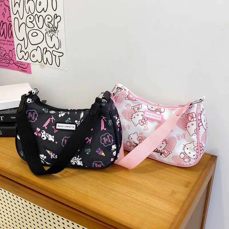 Sanrio Hello Kitty Cute Crossbody Bag Exquisite Cartoon Shoulder Bag High Quality Handbag Kawaii Anime Print Christmas Gift H251201