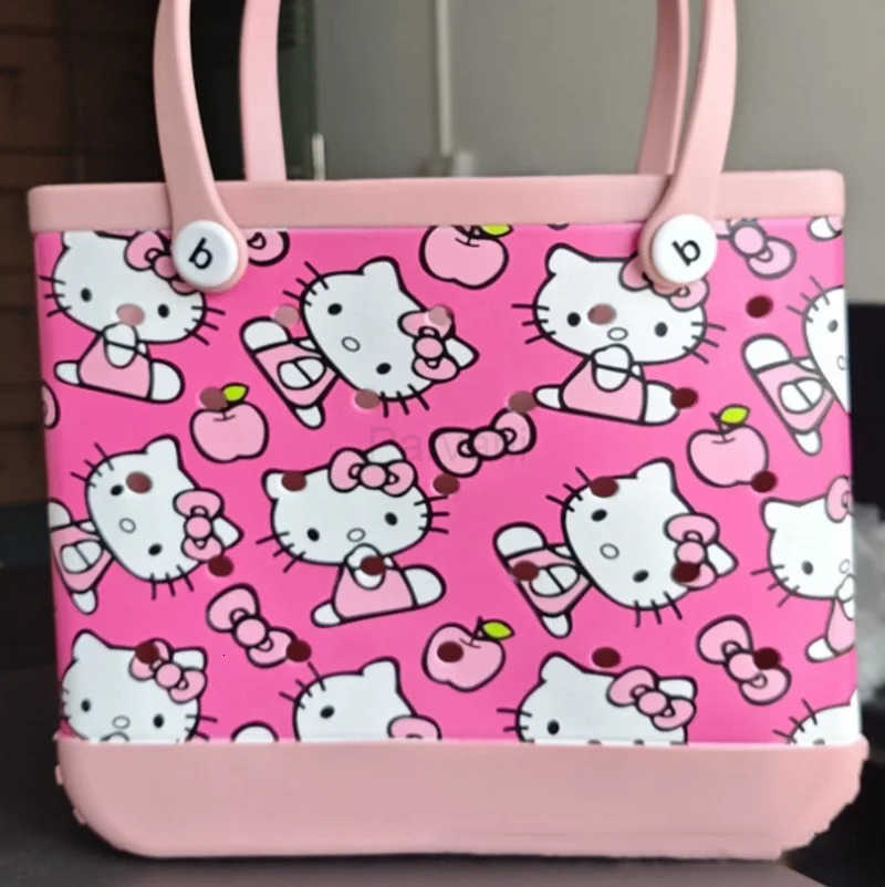 Sanrio Extra Large Boggs Beach Bag Hello Kitty Summer EVA Beach Basket Women Picnic Tote Bag Holes Waterproof Handbag Shoulder Bag H251201