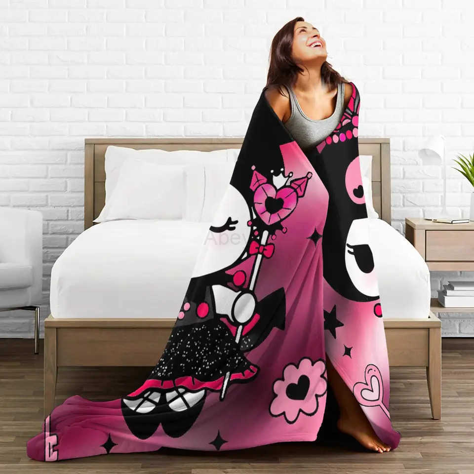 Sanrio Sanrios Kuromis Blankets Quality Warm Soft Purple Loves Throw Blanket Winter Kids Home Decor Pattern Bedspread H251201