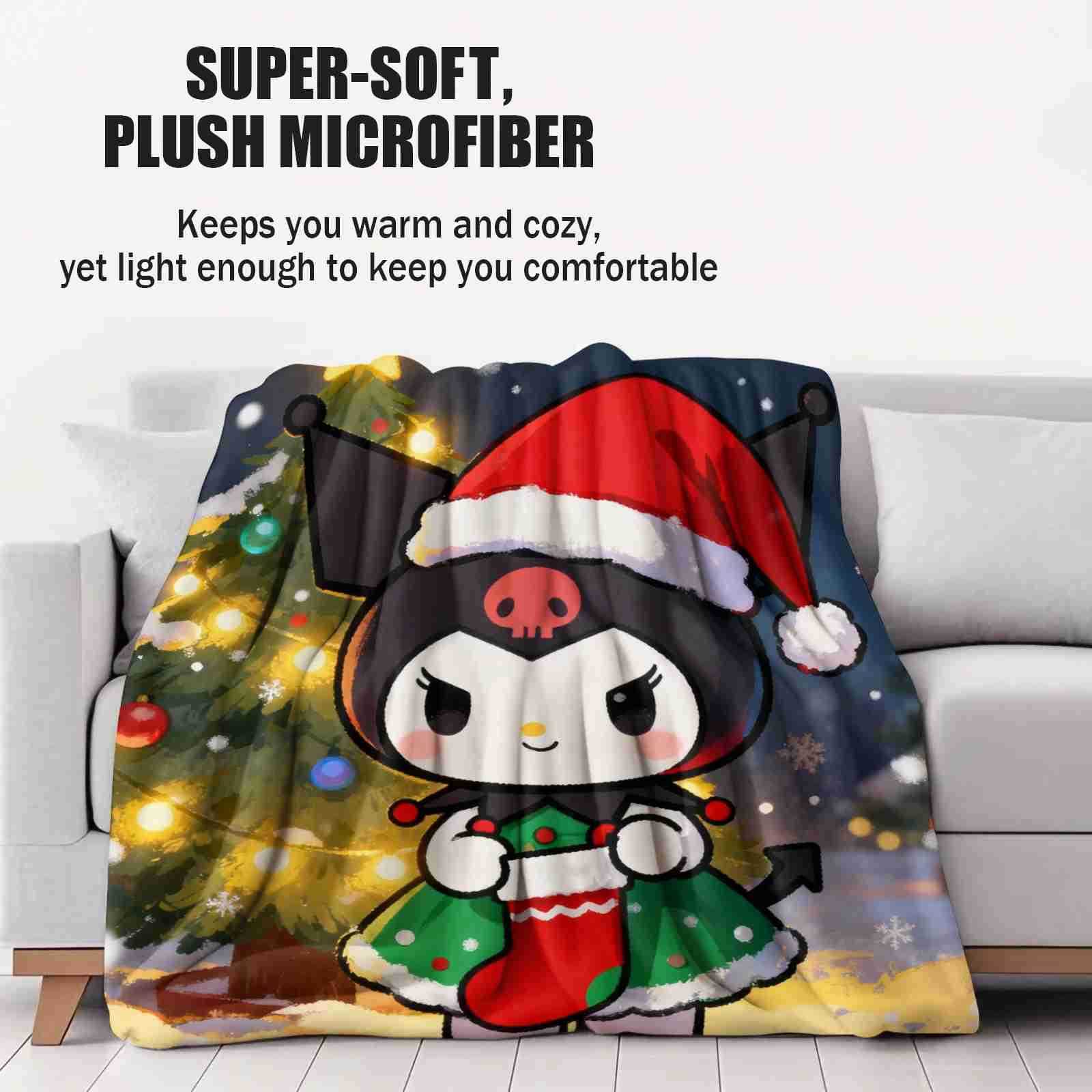 Sanrio Hot Cartoon Kawaii Kuromis Christmas Printed Blanket Flannel Fluffy Blanket For Bed Cartoon Sofa Travel Blanket Child Adult Gift H251201