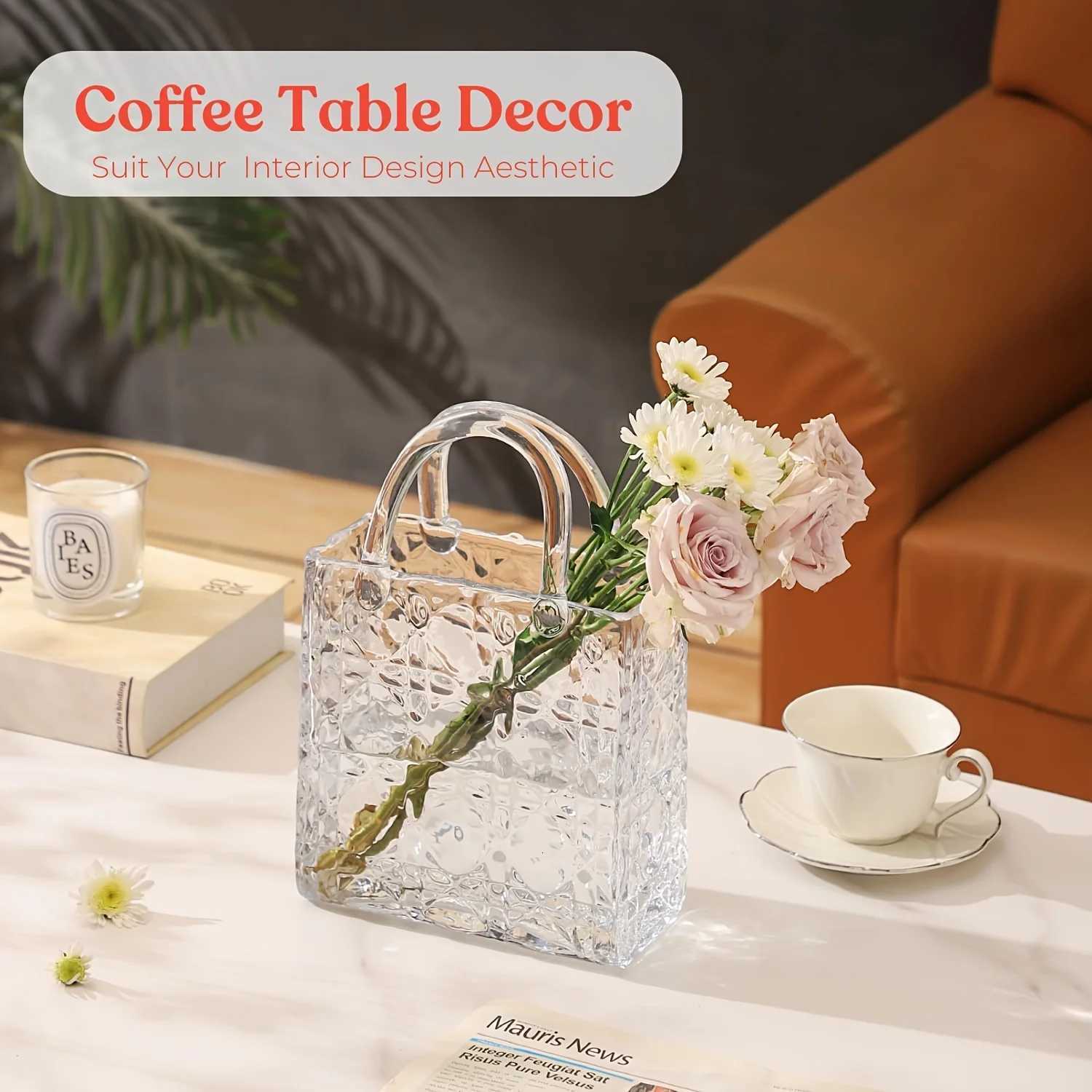 12 Inch Large se Vase - Embossed Pattern For Flowers - Clear Bag Vase For Wedding Living Ro Table OffTote Y251201