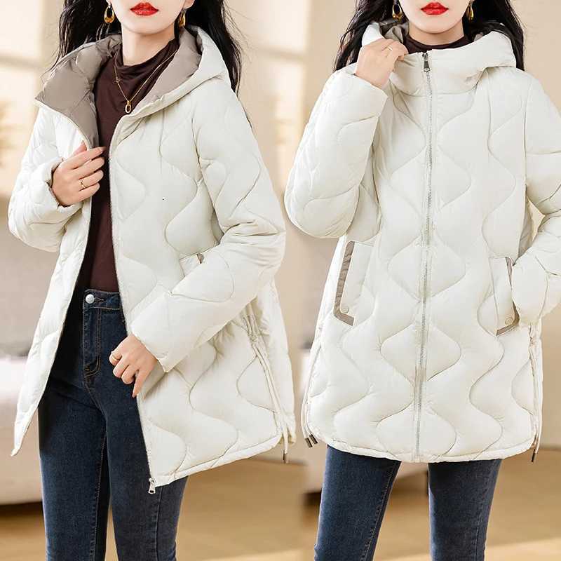2024 New Winter Jacket Parkas Women Coat Fur Collar Hooded Overcoat Female Jacket Parka Thick Warm Cotton Padded OutwearT251201