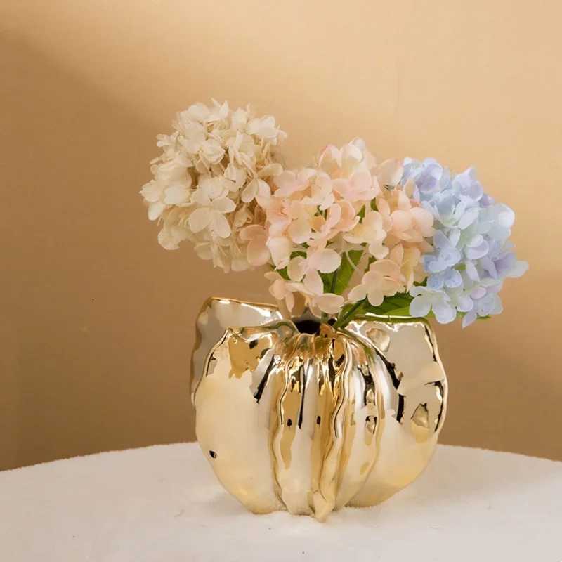 Plain Fired Ceramic Vase Petal Shape Geetric Irregarity Bud Flower Vase Ceramic Handicraft He Decoration Accessories Y251201