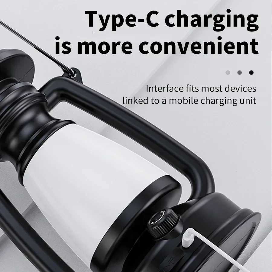 USB Rechargeable/Solar Charging Camping Light Portable Lanterns 3 Lighting Modes Atmosphere Light Outdoor Hanging Tent Light M251201