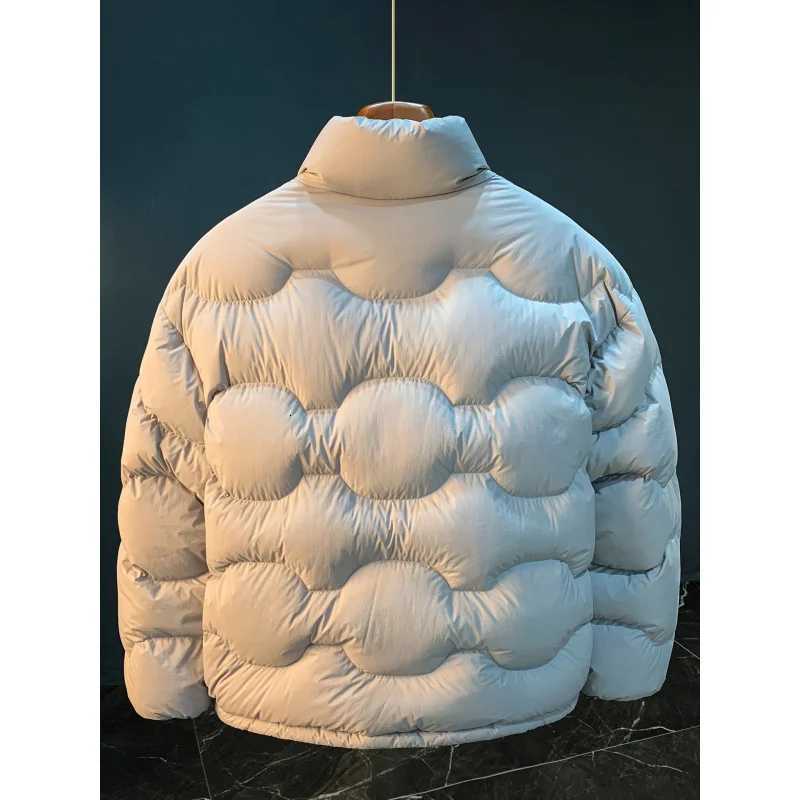 High fluffy winter warm down jacket for men trendy new 2025 stand up collar duck down thick cold resistant jacketT251201