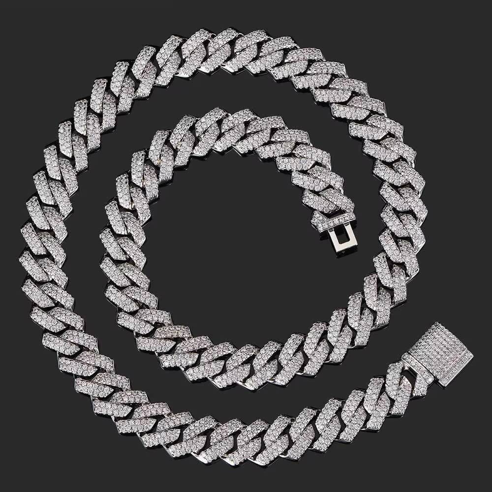 Wholesale 18mm Miami Cuban Link Chain Mens Diamond-Thick Hip Hop Necklace with Geometric-shaped Zircon for Gift Anniversary