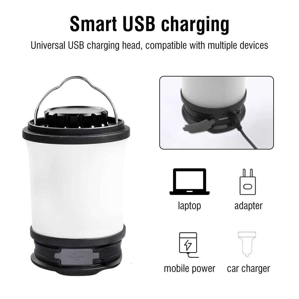 BORUiT Camping Lights Hanging Tent Lamp Rechargeable Portable Waterproof for Hiking Fishing Emergency Home Power Outages M251201