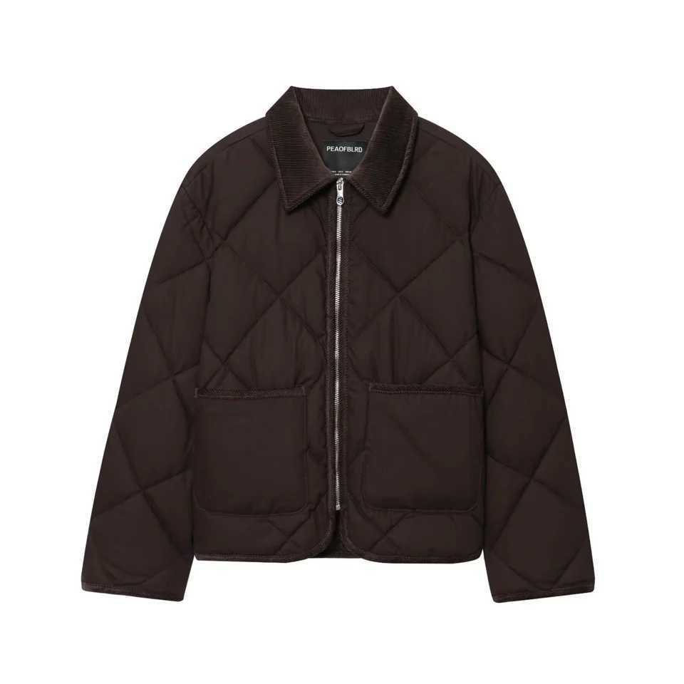 Womens Vintage Short Jacket Coats Autumn Winter Fashion With Pocket Long Sleeve Quilted Coats Female Casual Outerwear Chic TopsT251201