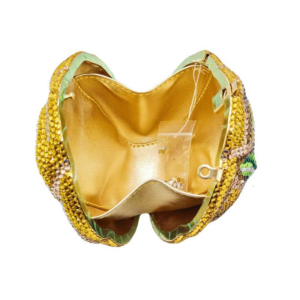 Rose Flower Diamond Clutch Bag WHTUOHENG Crystal Evening Purses Luxury Little Full Rhinestone Floral Wedding Dinner Handbags Wed K251201