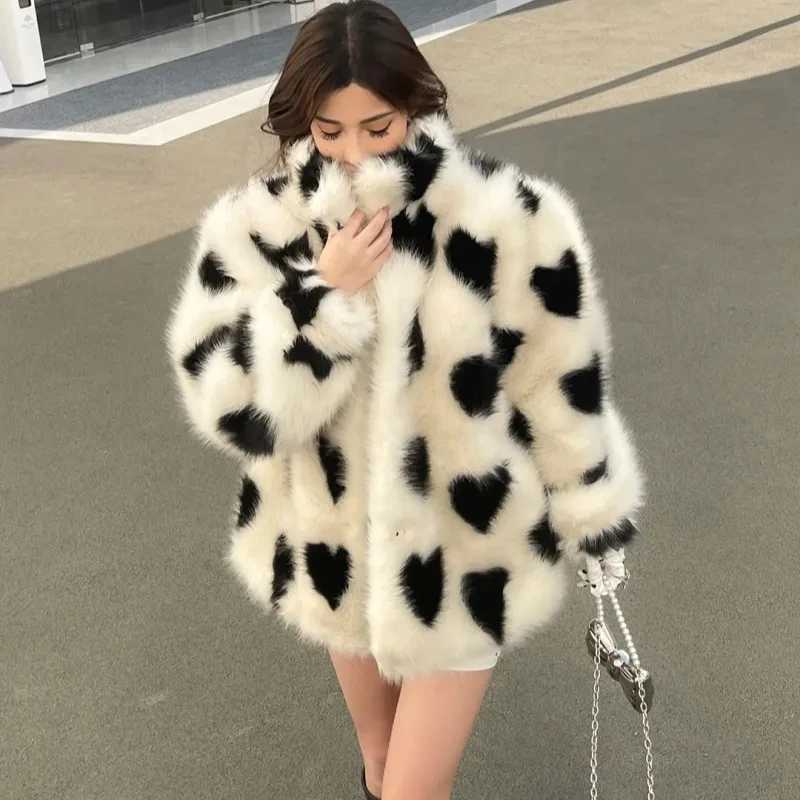 Love Environmental Protection Mao Jacket Womens Outwear Autumn Winter New Imitation Fur Coat Fashion Loose Thick Warm CoatT251201