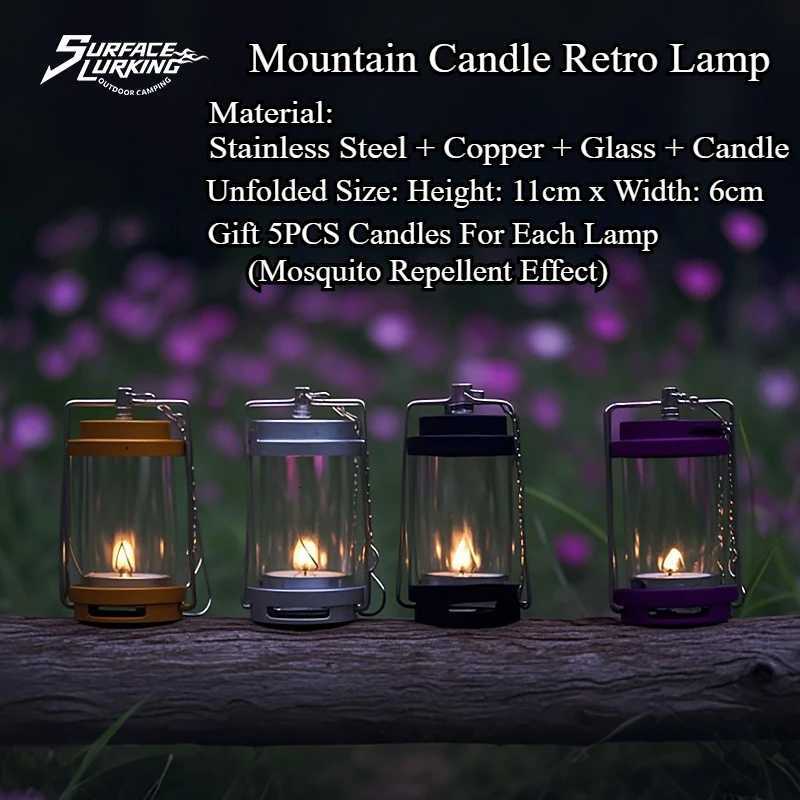 MOUNTAINHIKER Outdoor Candle Light Set Picnic Camping Retro Decorative Ambience Light Creative Desktop Bedside Candle Light M251201