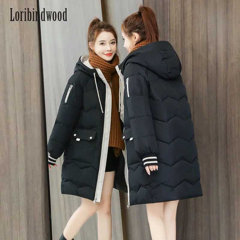 2023 Winter Women Jacket Coats Long Parkas Female Down cotton Hooded Overcoat Thick Warm Jackets Windproof Casual Student CoatT251201