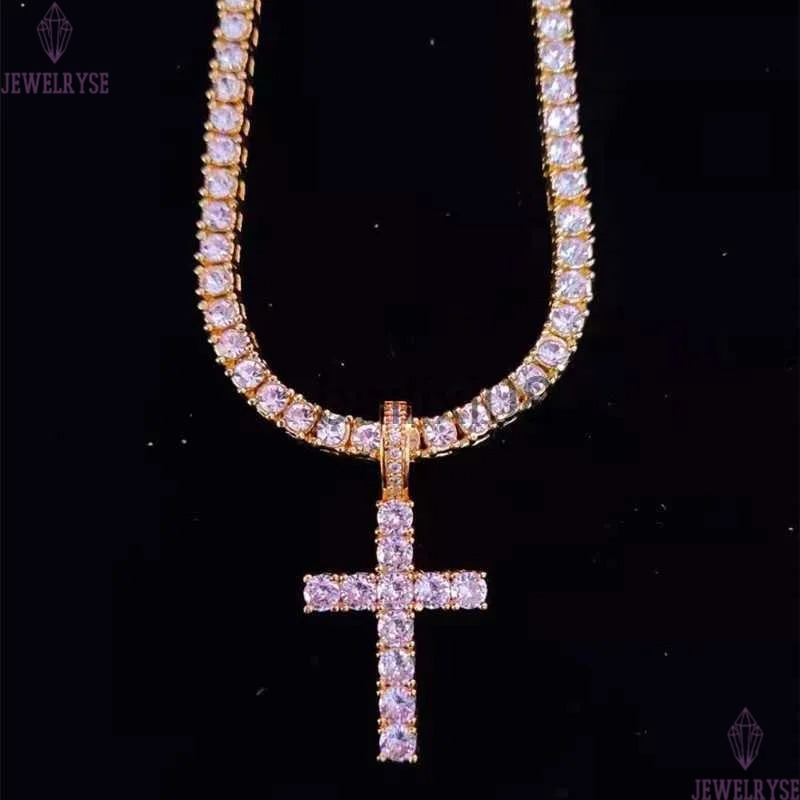Necklaces Men Women Hip Hop Cross Pendant Neckle with 4mm Zircon Tennis Chain Iced out Bg Neckles HipHop Jewelry Fashion Gift J230620