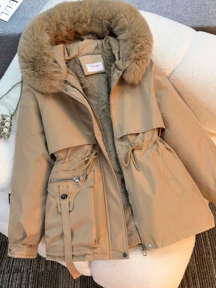 New in Womens Autumn Winter Fashionable Loose Hooded Jacket Solid Color Casual Thick Warm Zipper Parka Coat Clothes TopsT251201