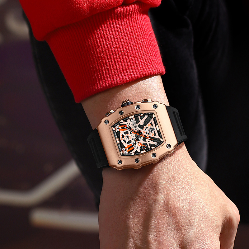 MEGIR Designer Creative Exquisite Men's Watch Square Trend Dominates Chronograph Silicone Outdoor Sports Watch Fashion Gift 2218 Luxury Wristwatc