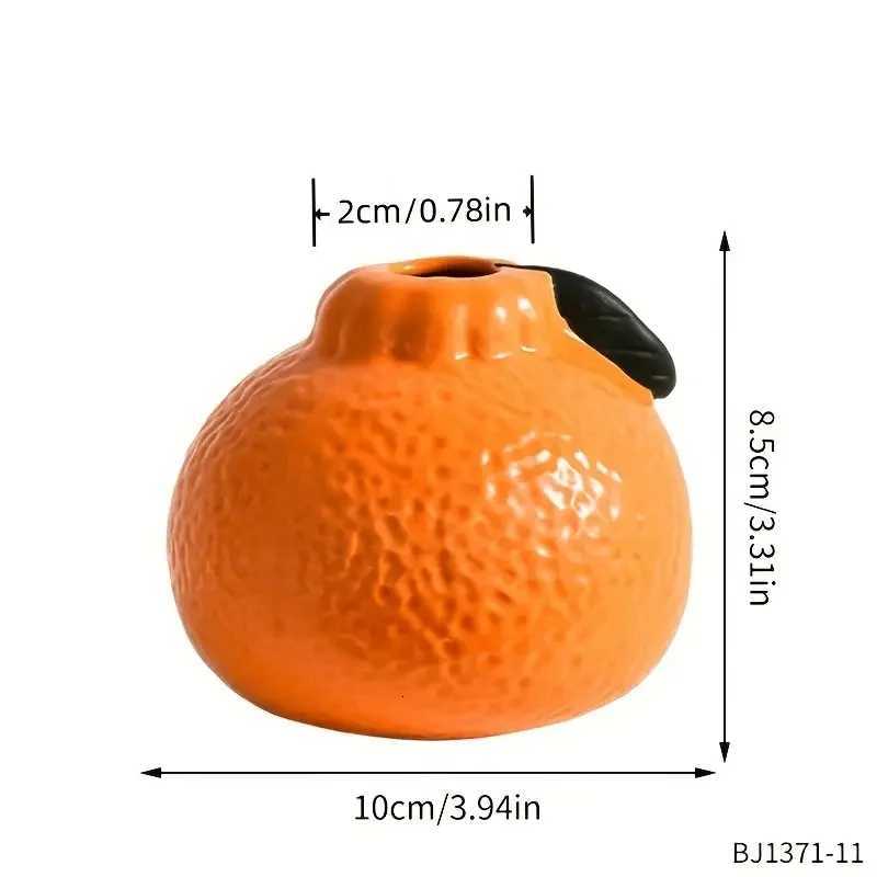 1pc Fashion Orange Design Ceramic Vase Suitable For Hydroponics - Perfect Cho For Living Ro And Off Decoration Y251201