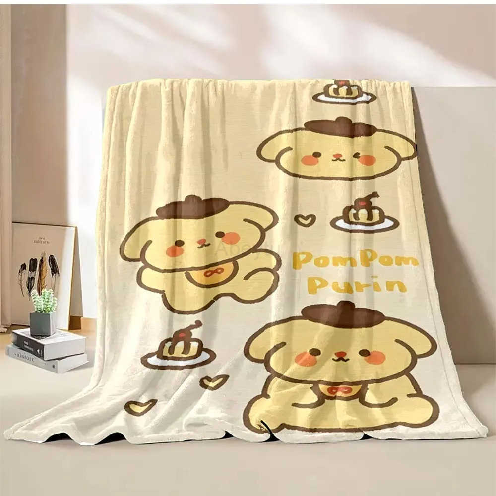 Sanrio Pom Purin Blanket Yellow Throw Sofa Bed Cover Four Season Soft Fluffy Quilt Blanket Flannel Throw Children girl Gift H251201
