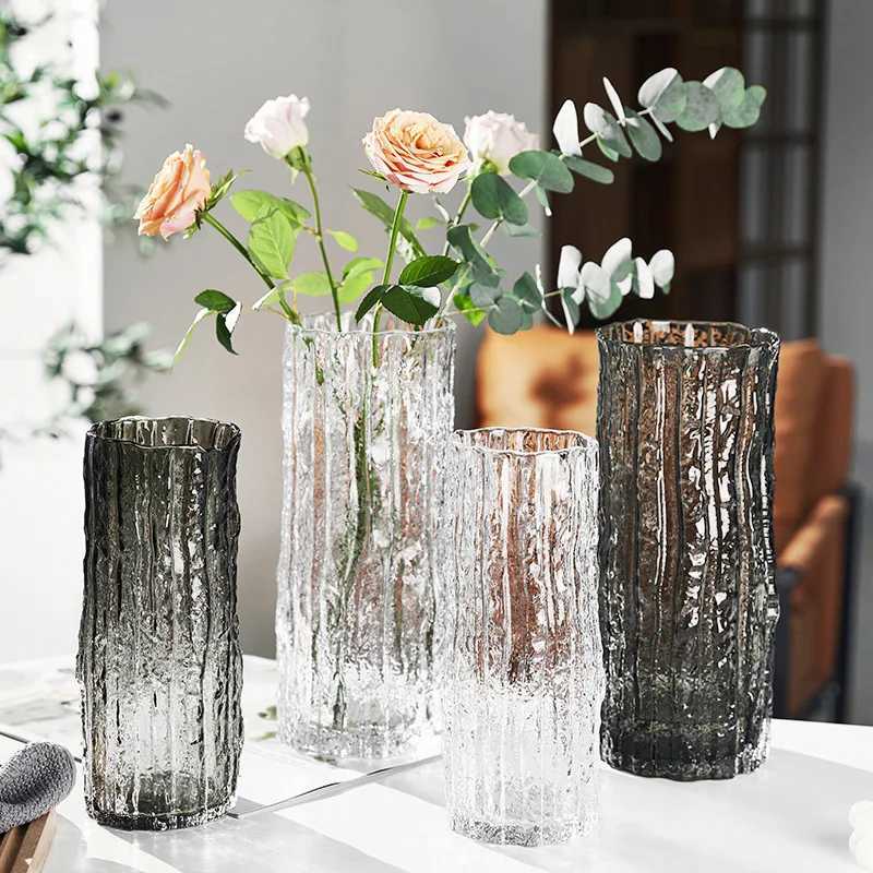 Vase Irregar Texture Clear Bottle Flower Arrangement Hydroponic Accessories Terrarium Living Ro Decoration Y251201