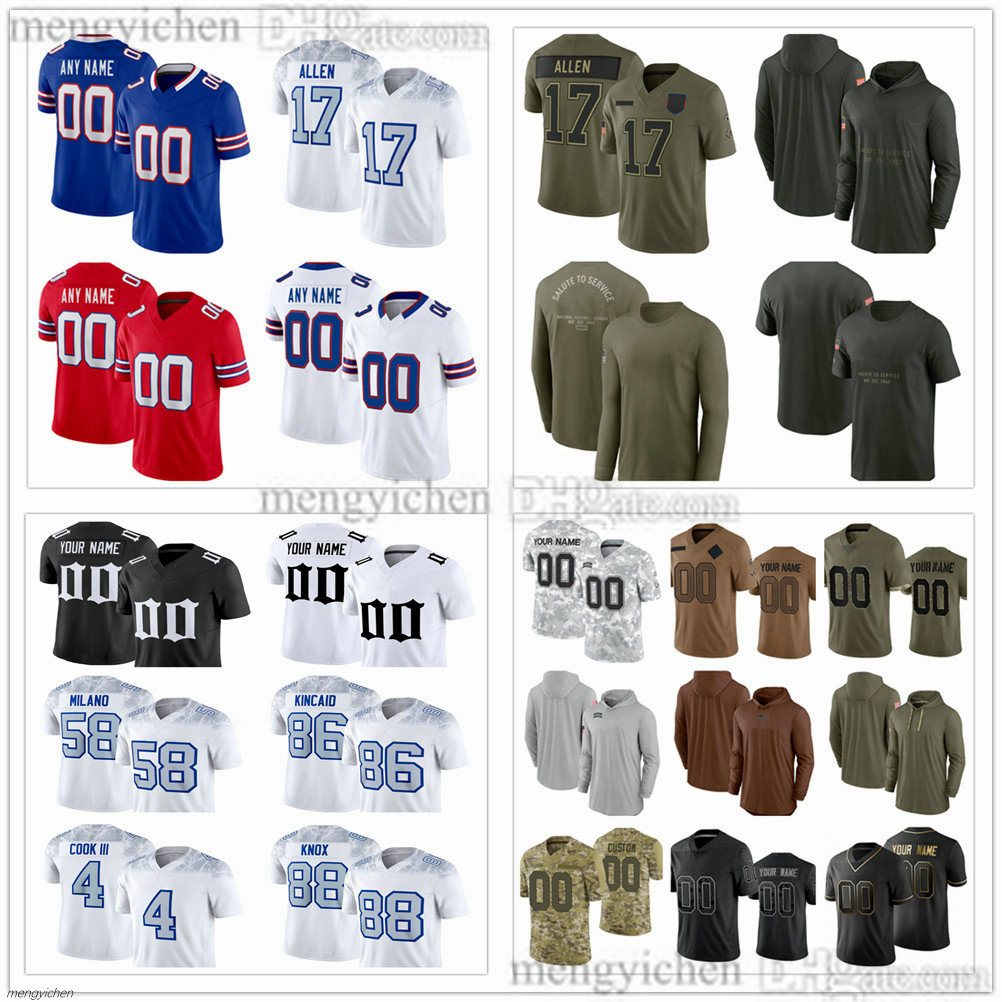 Men's Football Jersey 2 Tyler Bass 31 Maxwell Hairston 24 Cole Bishop 91 Ed Oliver 47 Christian Benford 3 Damar Hamlin 79 Spencer Brown 26 Ty Johnson 11 Mitchell Trubisky