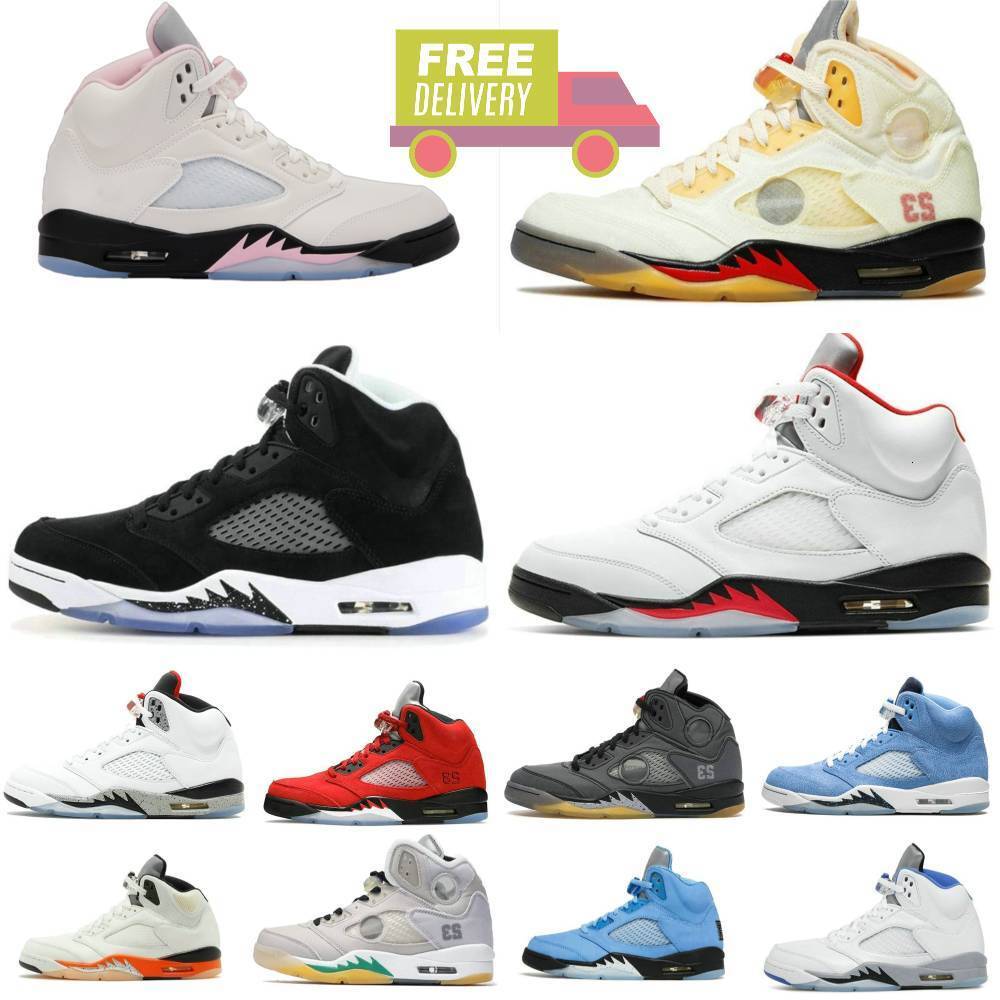Trainers 5 J5 Medium Soft Pink Sports Shoes Jump Mans Retroes 5S Fire Red Tongue UNC Sail Muslin Basketball Shoe White Cement Silver Black Metallic Reimagined Sneaker