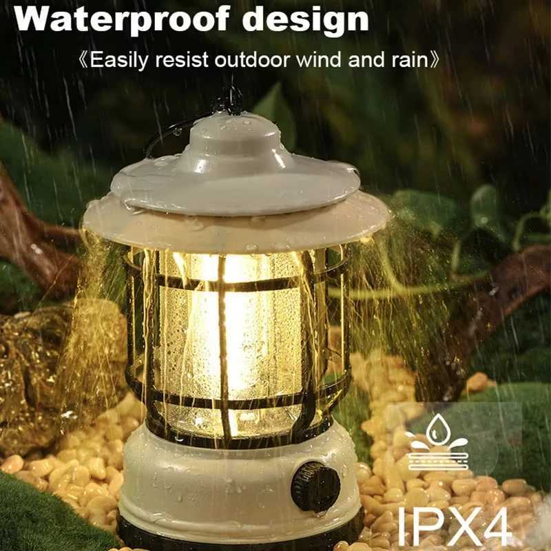 Rechargeable Camping Lantern Vintage Pendant Light Tent Lights Stepless Dimming Portable Waterproof For Adventure picnic Home M251201