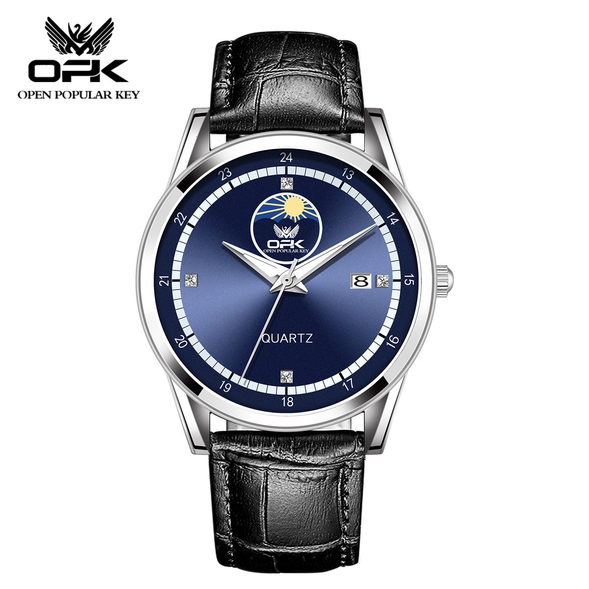 OPK Free Shipping New Designer Watch Dropshipping Fake Moon Phase Men's Watch Hot Selling Steel Band Calendar Luminous Quartz Watch
