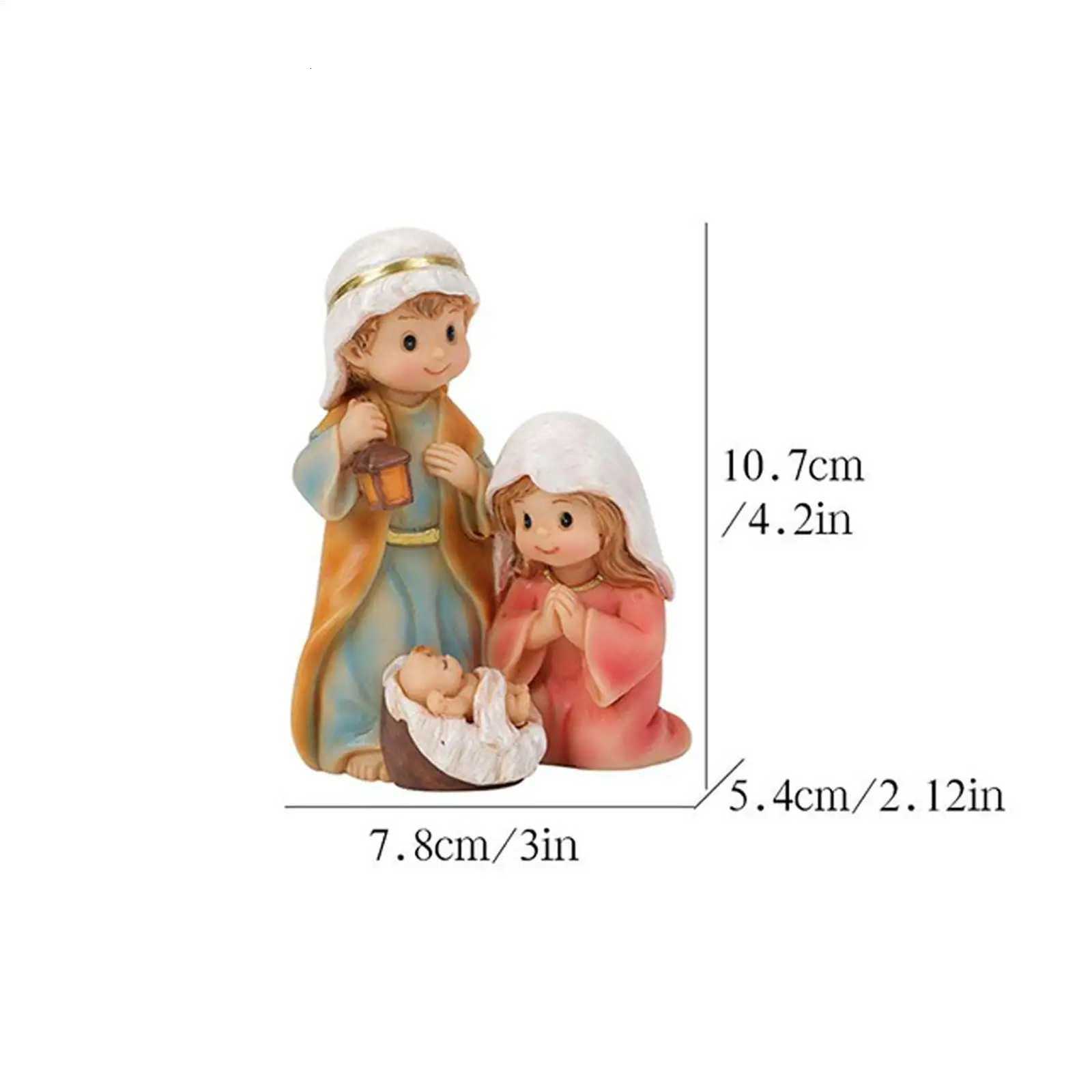 Holy Family Statue Resin Christmas Decor Figurine Desktop Birth of Jesus Statue for Bookcase Window Sill Bookshelf Display H251129