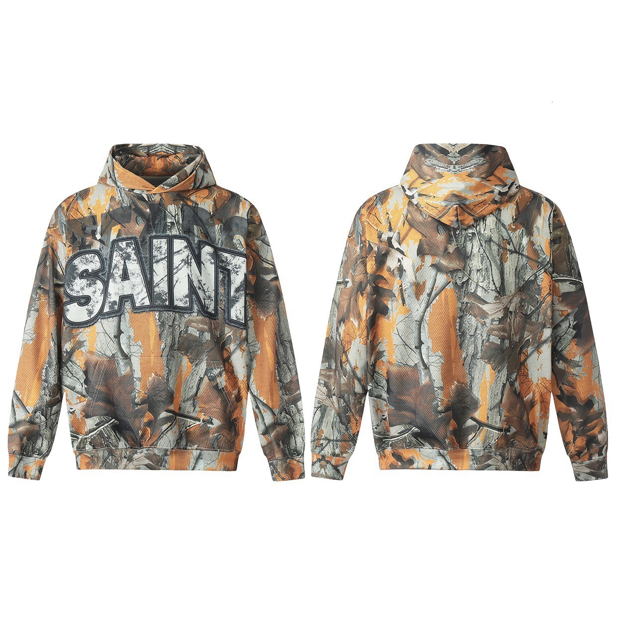 Tear Tree Pattern Camouflage Full Print Hoodie Pullover Sweatshirt Unisex Trendy Brand