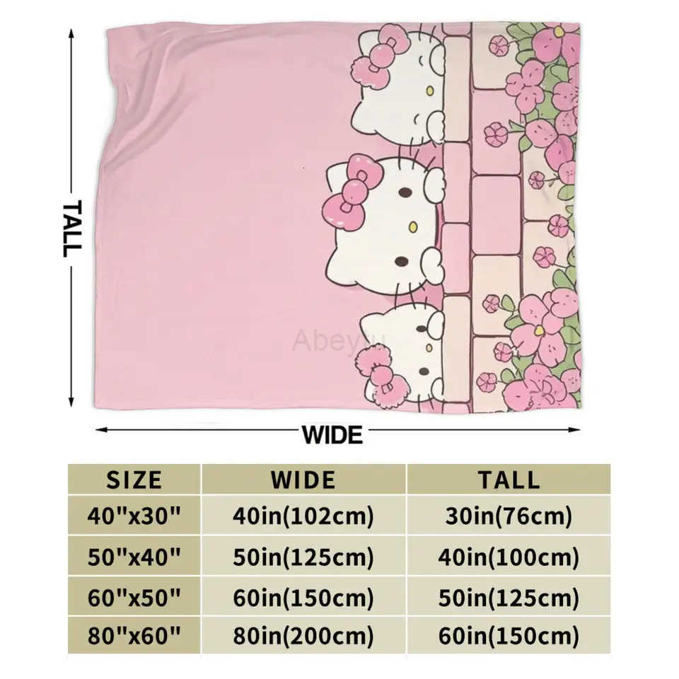 Sanrio Hellos Kittys Flannel Blanket Winter Super Warm Throw Blanket for Students Home Decor Pattern Bedspread Sofa Bed Cover H251201