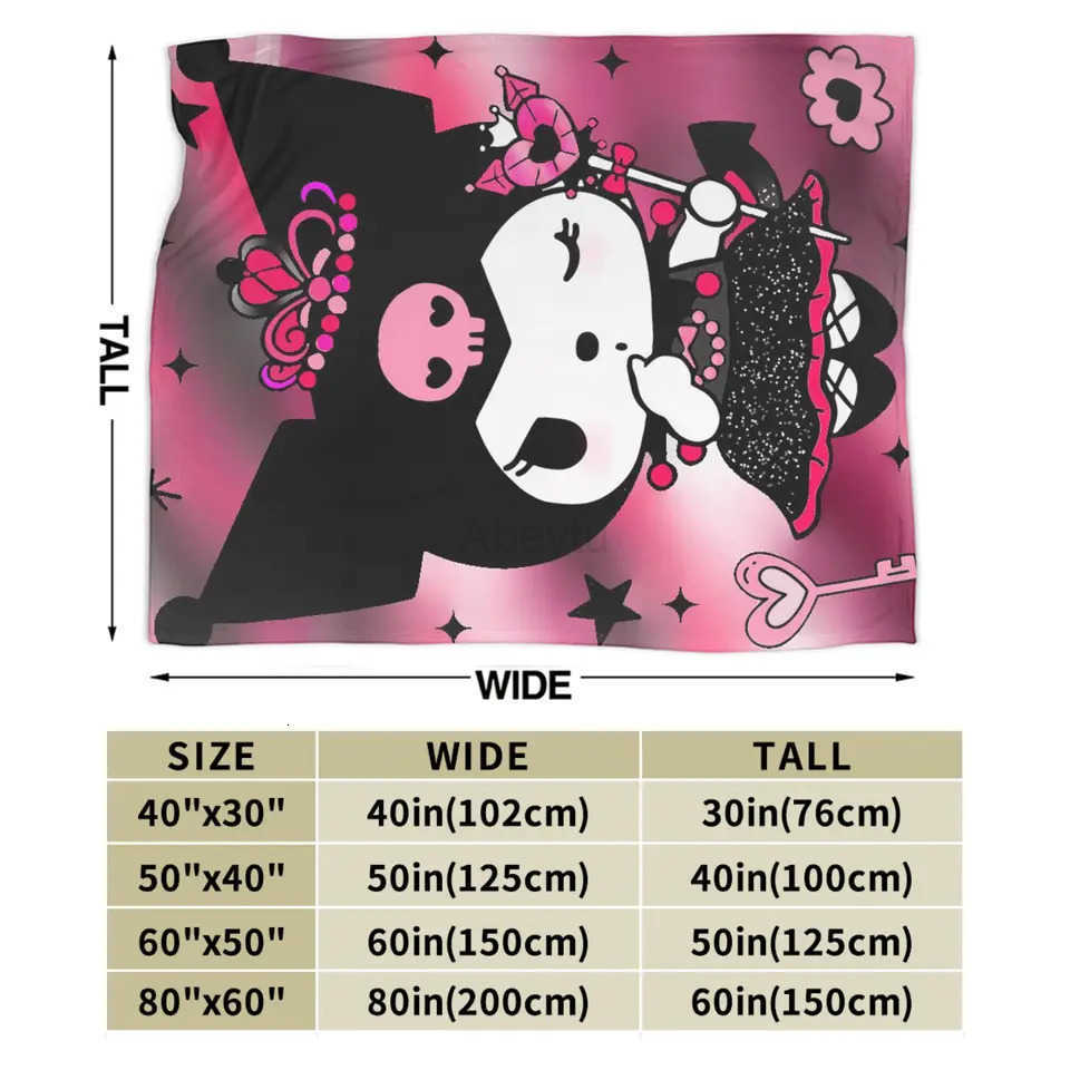Sanrio Sanrios Kuromis Blankets Quality Warm Soft Purple Loves Throw Blanket Winter Kids Home Decor Pattern Bedspread H251201