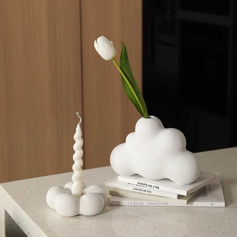 Cartoon Cloud Ceramic Vase Childrens Ro Decoration Floral Arrangement Accessories Terrarium White He Y251201