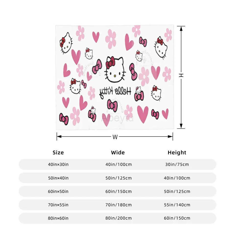 Sanrio hellos kittys Throw Blanket for Couch Soft Cozy Plush Blanket 50x60 Inches Multiple Sizes Bedspreads for All Seasons H251201